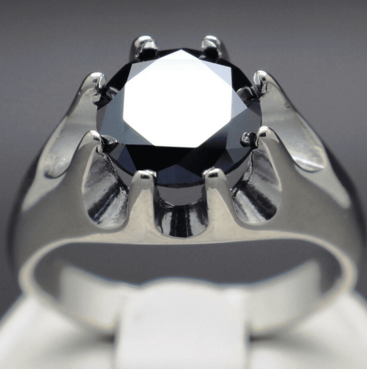 3.65cts 9.92mm Men's Real Black Diamond Ring | Bollëku